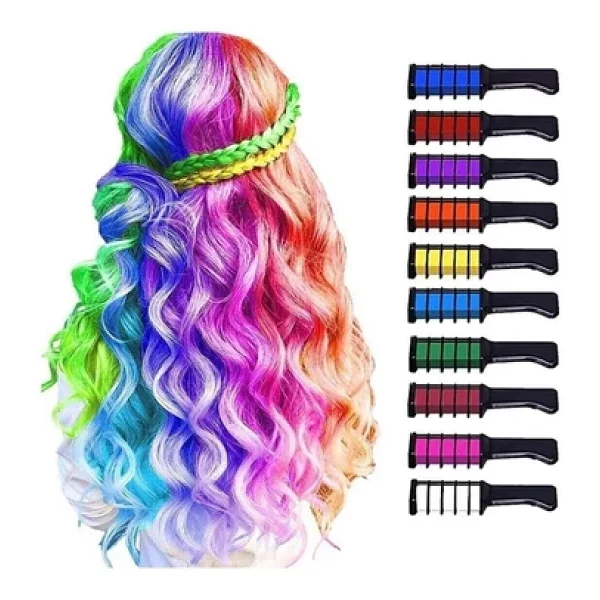 Pazariz Rengarenk Saç Boyama Tebeşiri - Mini Taraklı Konsept Saç Boyama Seti Hair Chalk 12 Li Set - Görsel 3