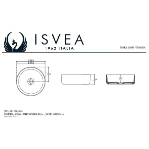 İsvea Infinity 36 Cm Somon Tezgah Üstü Lavabo - Görsel 5
