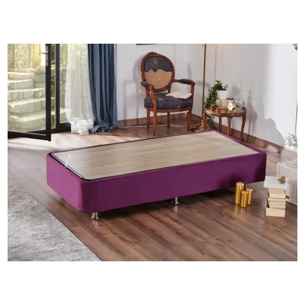 Niron Purple Baza 120x200 Cm Tek Kişilik Sandıklı Mor Kumaş Baza Silinebilir Soho Kumaş - Görsel 7