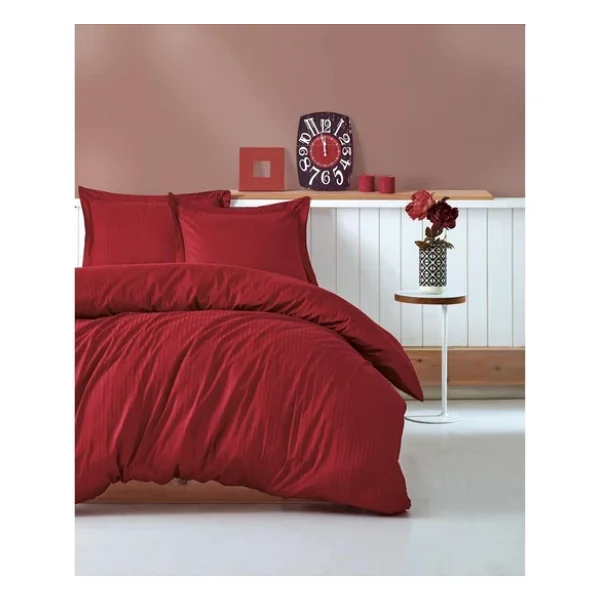 Cotton Box Elegant Stripe Çift Kişilik Nevresim Takımı Bordo - Görsel 5