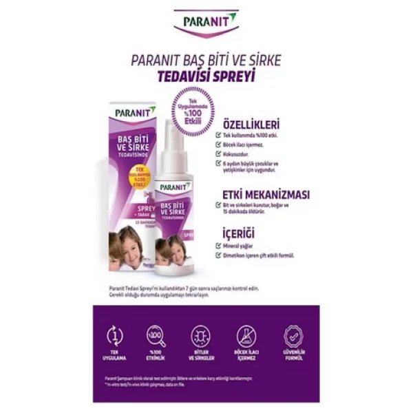 Paranit Bit Şampuan 100 Ml+ Baş Sprey 100 Ml Tedavi Seti - Görsel 5