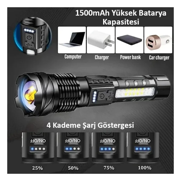 Valkyrie A76 LED Şarjlı El Feneri - Görsel 7
