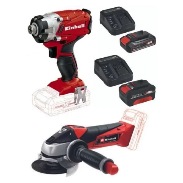 Einhell Te-Ci 18/1 Akülü Vidalama - Te-Ag 18/115 Akülü Avuç Taşlama 2.5-4.0 Ah Akü Şarj Ünitesi Seti - Görsel 3