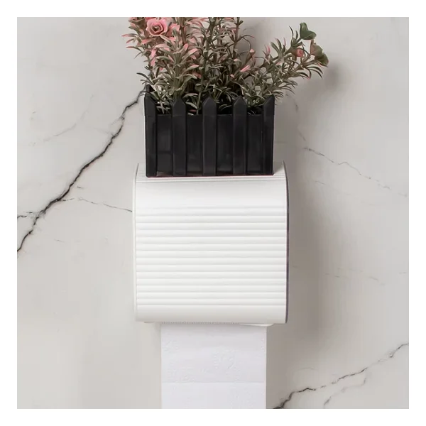 Porsima 2041 Yapışkanlı Banyo Tuvalet Kağıtlığı Wc Peçetelik Kağıtlık Tutucu Tuvalet Kağıt Organizeri Beyaz - Görsel 2