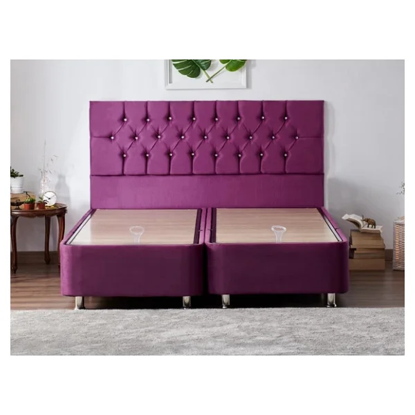 Niron Violet Baza Ve Başlık Seti 160x200 Cm Çift Kişilik Sandıklı Mor Kumaş Baza Ve Başlığı - Görsel 3