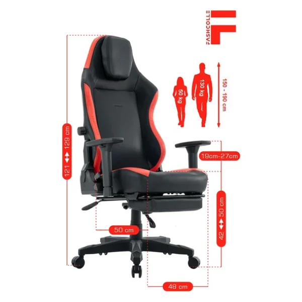 Fashcolle Globe Pro Black-Red Oyuncu Koltuğu - Görsel 5