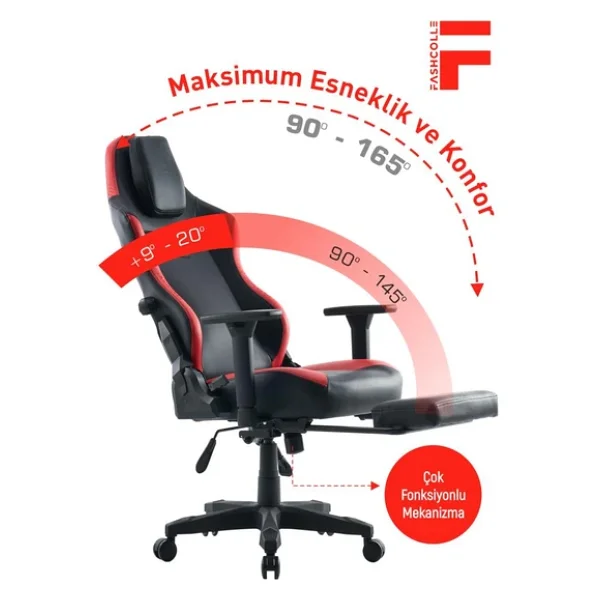 Fashcolle Globe Pro Black-Red Oyuncu Koltuğu - Görsel 6