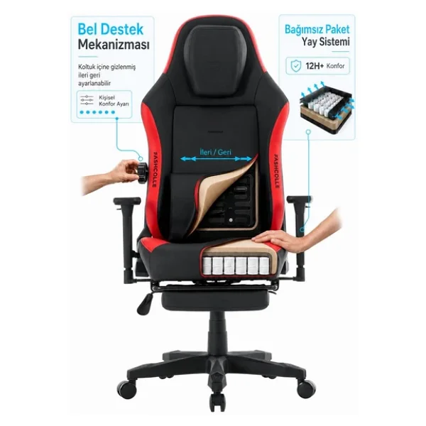 Fashcolle Globe Pro Black-Red Oyuncu Koltuğu - Görsel 8