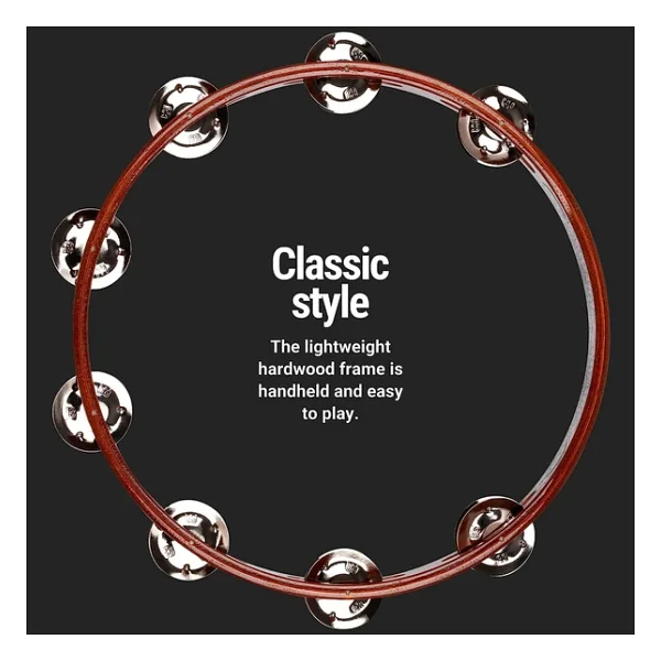 Meinl Ta1ab Wood Nickelsilver Jingle 1-Row Tamburin (Antique Brown) - Görsel 5