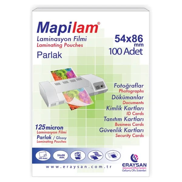 Mapilam 125 Micron Parlak Laminasyon Filmi (Kredi Kartı) (54x86) 100 Lü - Görsel 2