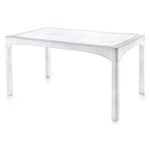 Omnipazar Sy-2587 Beyaz Rattan Dikdörtgen Kapalı Masa 44177 - Görsel 4