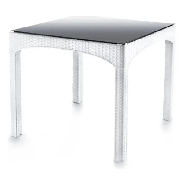 Omnipazar Sy-2576 Beyaz Rattan Kare Kapalı Camlı Temperli Masa 82439 - Görsel 4
