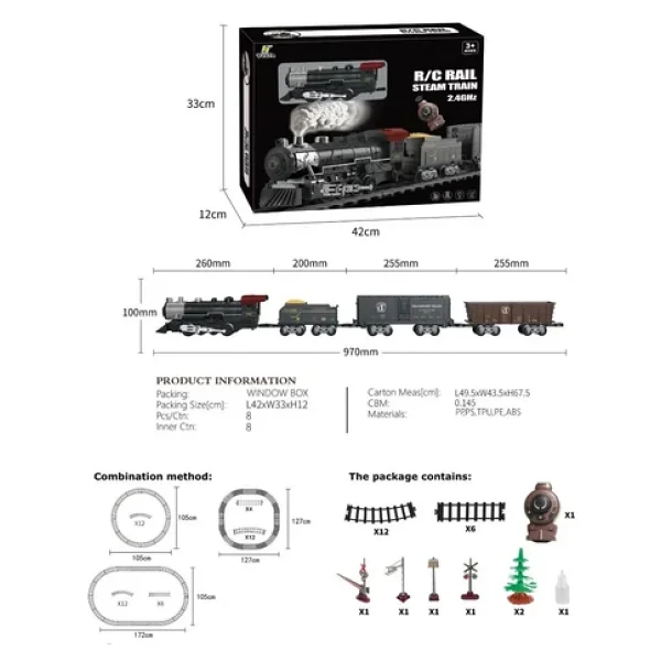 Oyuncak Tren Işıklı Sesli Buharlı Uzaktan Kumandalı Tren - Görsel 5