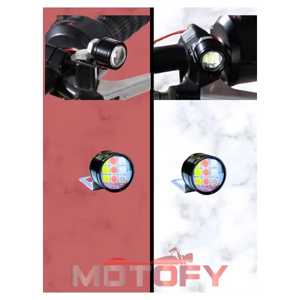 Mercekli Mavi Kırmızı Beyaz Ayna Montajlı Motosiklet Ultra Güçlü Gündüz Ledi - Power LED (2 Adet) - Görsel 4