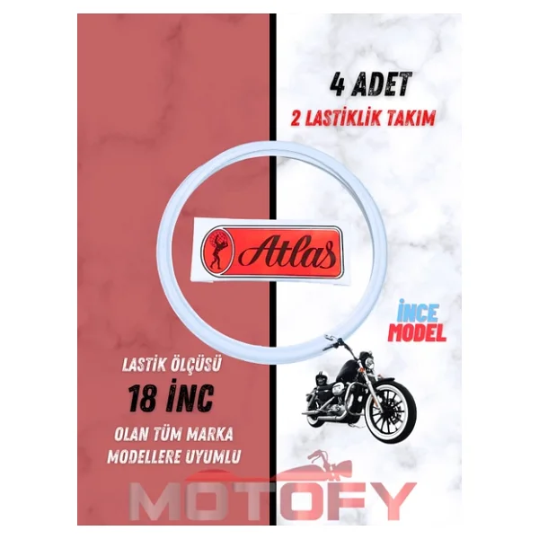 Atlas 18 İnc Beyaz İnce Model Lastik Yanağı Takımı 2 Lastik İçin - Görsel 3