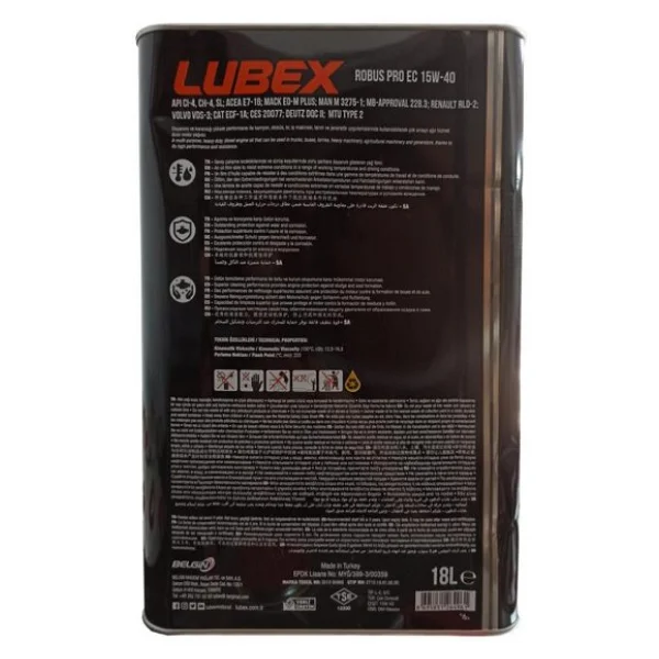 Lubex Robus Pro Ec 15w-40 18 Lt Motor Yağı - Görsel 6