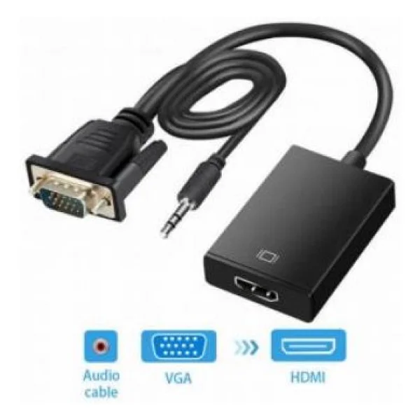 Hdmi To Vga Kablo Ses Destekli Çevirici Dönüştürücü - Görsel 3