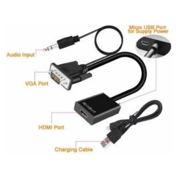 Hdmi To Vga Kablo Ses Destekli Çevirici Dönüştürücü - Görsel 4