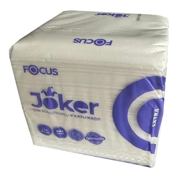 Focus Joker Masaüstü Tek Çek V Katlama Kağıt Dispenser Peçete - 2 Kat - 250 Adetlik 5 Paket - Görsel 4