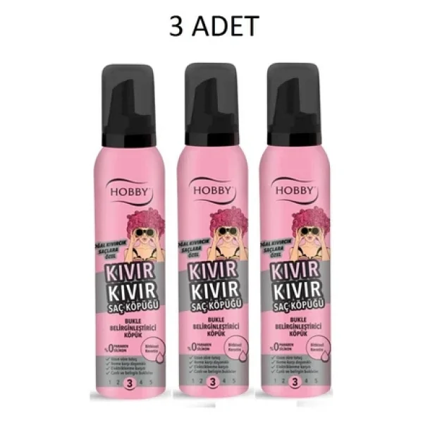 Hobby Kıvır Kıvır Bukle Belirginleştirici 150 Ml 3 Adet Saç Köpüğü - Görsel 3