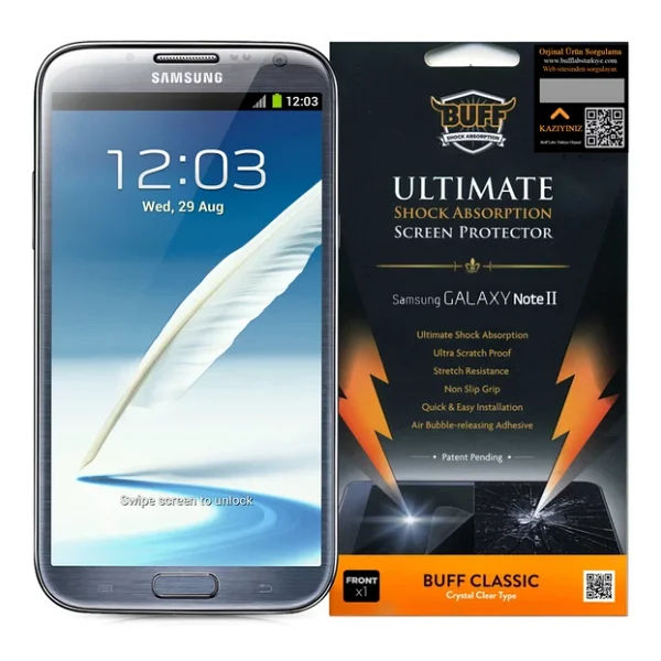 Buff Galaxy Note 2 İle Uyumlu Darbe Emici Film - Görsel 3