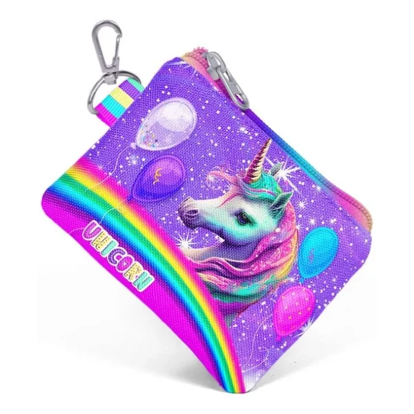 Coral High Mor Simli Unicorn Bozuk Para Çantası - Kız Çocuk - Görsel 2