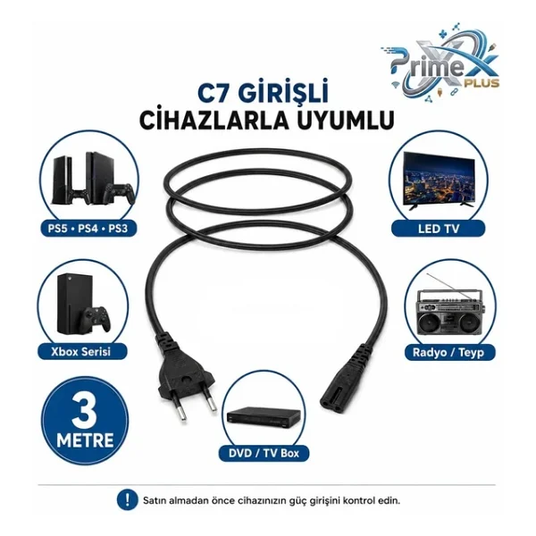 Primex Px-Typ3 3 M Güç Kablosu - Görsel 3