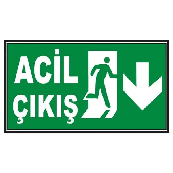 Fosforlu Acil Çıkış Levhası - Fotolümenli - Aşağı Yön - Görsel 3