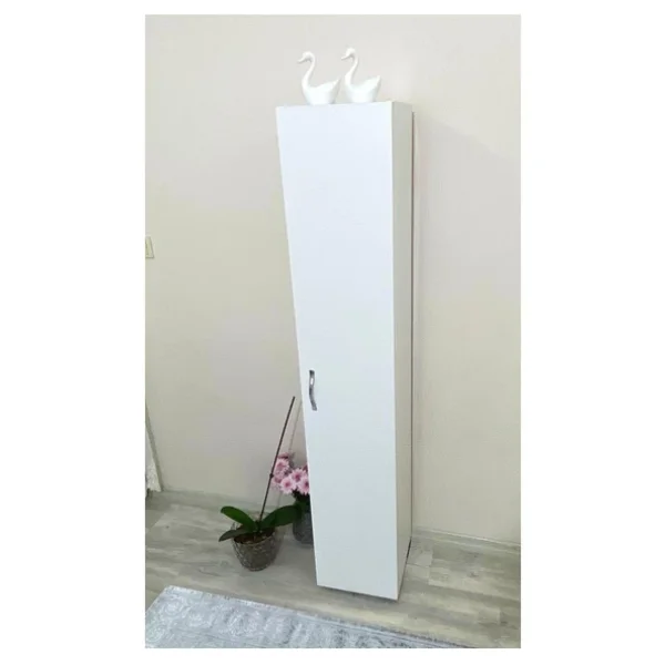Irmak Dünyası Çok Amaçlı Dolap Tek Kapaklı Dolap 5 Raflı Banyo Dolabı Mutfak Kiler Dolabı Beyaz Erzak Dolabı - Görsel 5