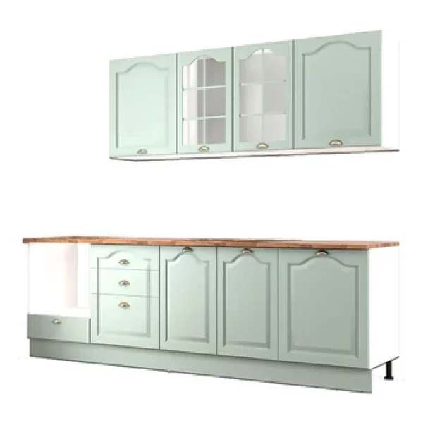 Fly Mobilya 270 Cm Greena Tezgahlı Mdf Membran Kapaklı Hazır Mutfak Dolabı - Görsel 6