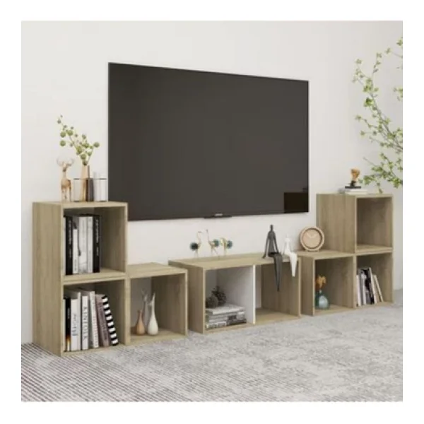 Tdesıgno Avcı Kitaplıklı Televizyon Sehpası - Ünitesi -Kitaplık-Beyaz 180 Cm 8 Raflı - Görsel 3