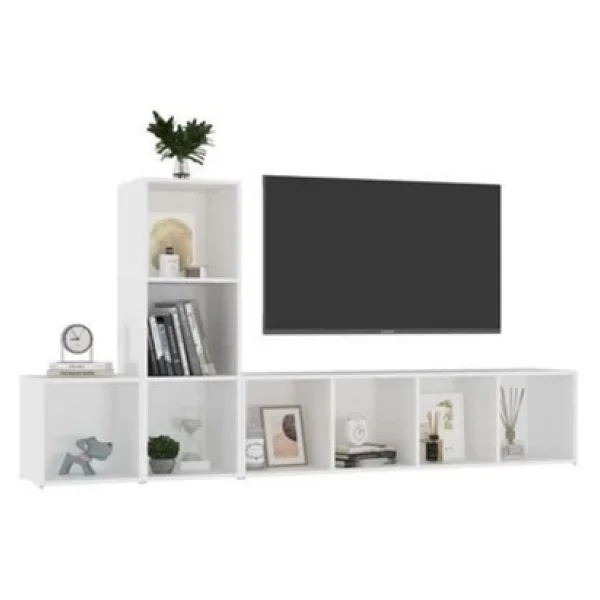 Tdesigno Gulce Kitaplikli Televizyon Sehpasi - Unitesi -Kitaplik-Beyaz 180 Cm 8 Rafli - Görsel 6