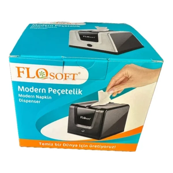 Flosoft Modern Dekoratif Masaüstü Peçetelik Dispenser Peçetelik Peçete Kutusu - Plastik - Siyah - - Görsel 4
