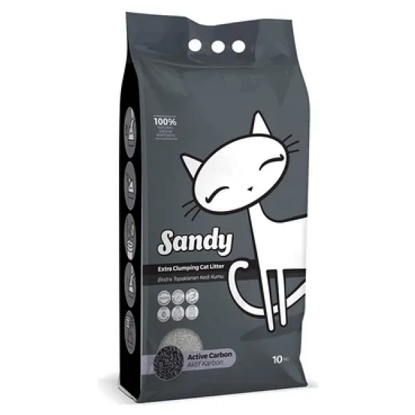 Sandy Aktif Carbonlu Topaklanan Bentonit Kedi Kumu 10 Lt - Görsel 2