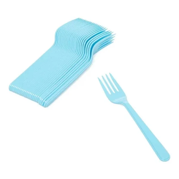 Plastik Turkuaz Renkli Lüx Parti Doğum Günü Çatal - 18 Cm. - 25 Adetlik 5 Paket - Görsel 6