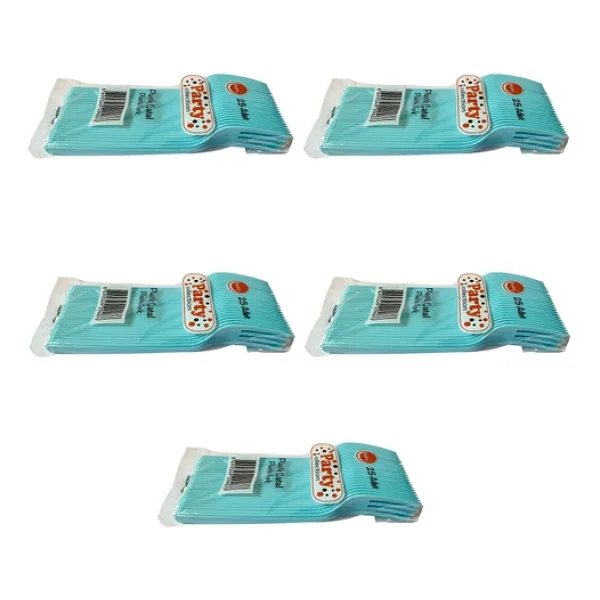 Plastik Turkuaz Renkli Lüx Parti Doğum Günü Çatal - 18 Cm. - 25 Adetlik 5 Paket - Görsel 3