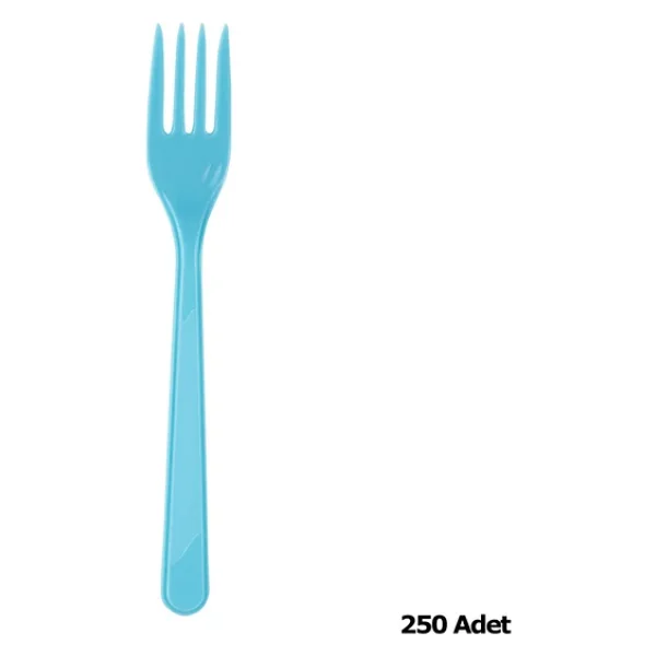 Plastik Turkuaz Renkli Lüx Parti Doğum Günü Çatal - 18 Cm. - 25 Adetlik 10 Paket - Görsel 5