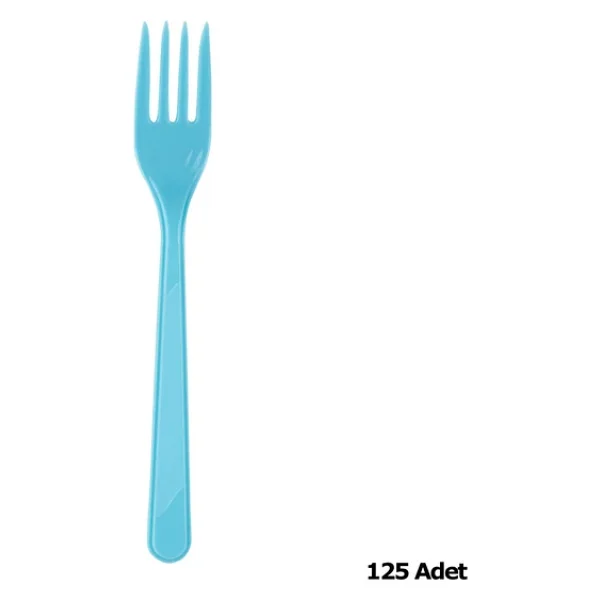 Plastik Turkuaz Renkli Lüx Parti Doğum Günü Çatal - 18 Cm. - 25 Adetlik 5 Paket - Görsel 5