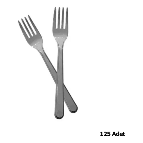 Plastik Gri Renkli Lüx Parti Doğum Günü Çatal - 18 Cm. - 25 Adetlik 5 Paket - Görsel 5