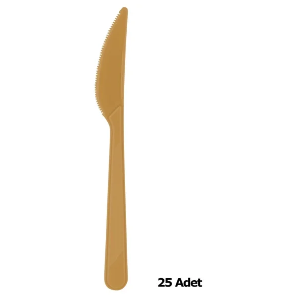 Plastik Gold Altın Renkli Lüx Parti Doğum Günü Bıçak - 18 Cm. - 25 Adetlik Paket - Görsel 3