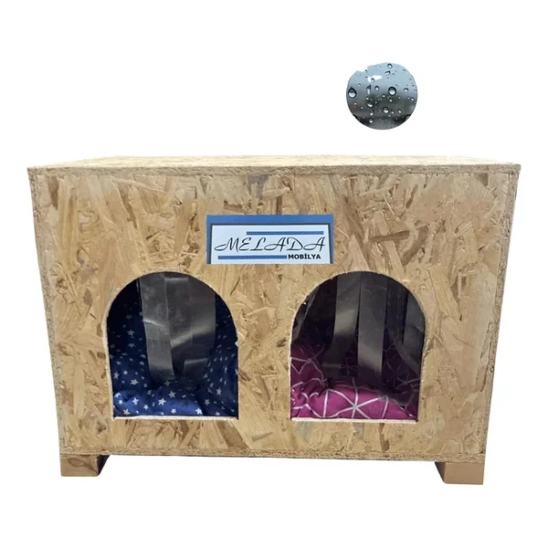 Reyo Kedi Evi Dış Ortam Uygun Ahşap Kedi Evi Double Osb Minderli 61x41x36 Cm - Cat51m - Görsel 5