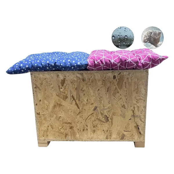 Reyo Kedi Evi Dış Ortam Uygun Ahşap Kedi Evi Double Osb Minderli 61x41x36 Cm - Cat51m - Görsel 6