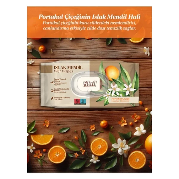 Fibril Portakal Çiçeği Kokulu 90 Yaprak 24'lü Paket Islak Mendil - Görsel 5