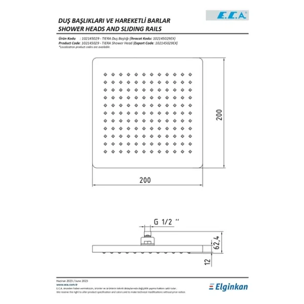 E.C.A. 102145029 Tiera Duş Başlığı - Görsel 6