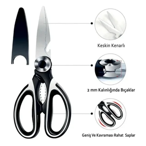 Online Kapında Online Kapında Çok Amaçlı Ultra Keskin Mutfak Makası - Görsel 5