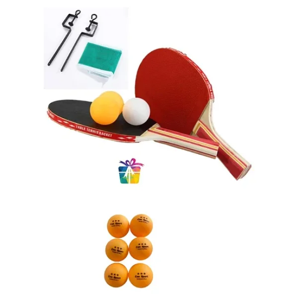Masa Tenis Seti Pinpon Seti 2 Raket 3 Top File Takma Aparatları+ 6 Adet Pinpon Maç Topu - Görsel 6