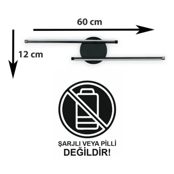 Legacy Sare Aplik Modern Tasarım Siyah Renk Gün Işığı Ledli Banyo - Mutfak - Salon LED Duvar Aplik - Görsel 4