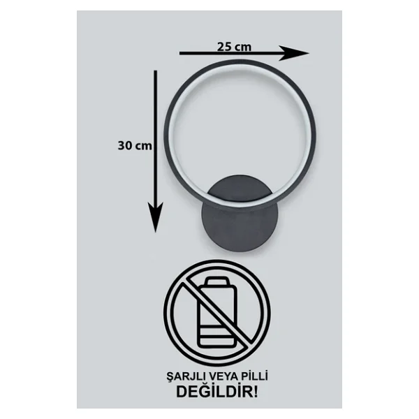Legacy Aura Modern Tasarım Siyah Renk Gün Işığı Ledli Hol - Banyo - Mutfak - Salon LED Duvar Aplik - Görsel 2