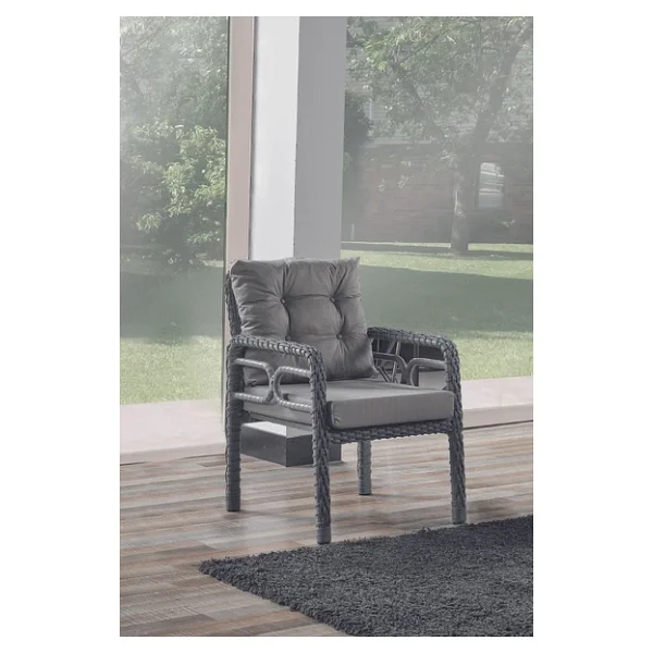 Evdemo Rio 2+1+1+Camlı Masa Rattan Gri Bahçe & Balkon Takımı - Görsel 5