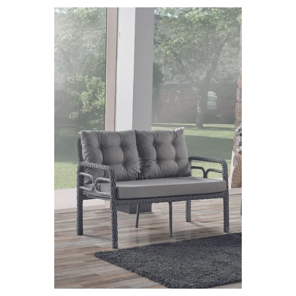 Evdemo Rio 2+1+1+Camlı Masa Rattan Gri Bahçe & Balkon Takımı - Görsel 4